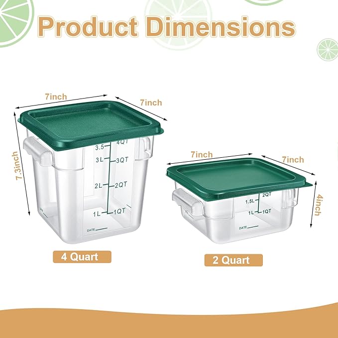 Barydat 4 Pcs Square Food Storage Containers - Image 2