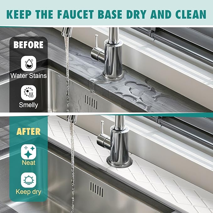 23.6 Inch Stone Faucet Mat for Kitchen Sink, Diatomite Absorbent Fast Drying - Image 6