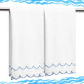 2 Pcs Scalloped Hand Towels 100% Cotton Fingertip Towels by Hahafelt
