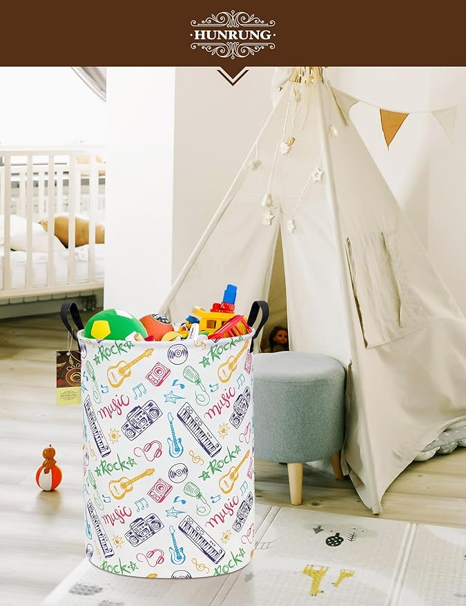 HUNRUNG Laundry Hamper, Large Canvas Fabric Lightweight Storage Basket Toy - Image 8