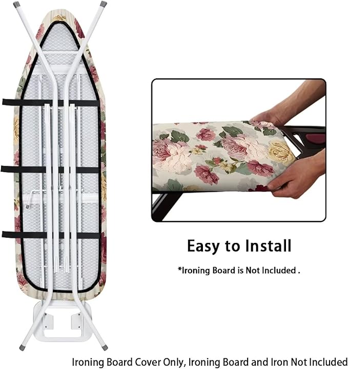 Flower Heavy Duty Ironing Board Cover and Pad Stretch Thick Padding Scorch & - Image 4