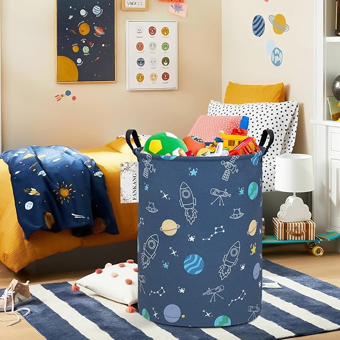 FANKANG Storage Basket, Nursery Hamper Canvas Laundry Basket Foldable - Image 3