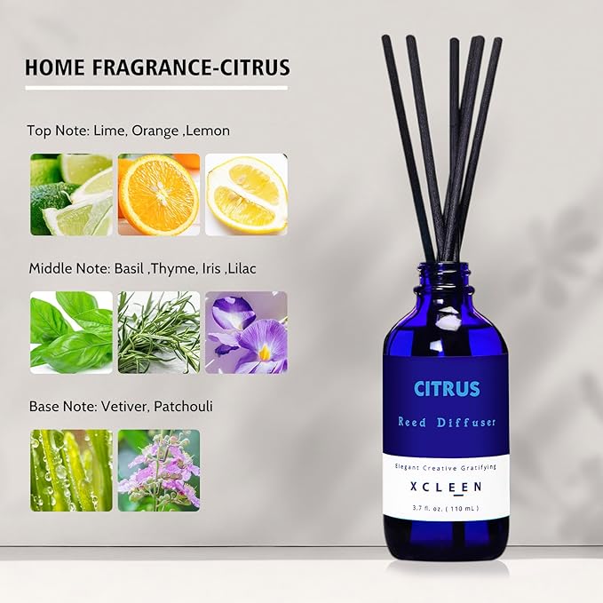 Citrus Scented Reed Diffuser, Lime & Lemon Oil Reed Diffuser, Real Citrus! - Image 3