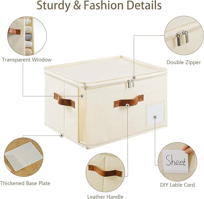 4 Pack Large Storage Bins with Lids, Foldable Closet Organizer with Clear Window - Image 4