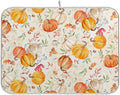 Autumn Fall Dish Drying Mat for Kitchen Counter Watercolor Pumpkin Maple Leaf by Sweetshow