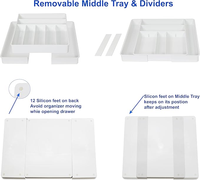 Simple Houseware Expandable & Adjustable Cutlery Drawer Organizer - Image 4