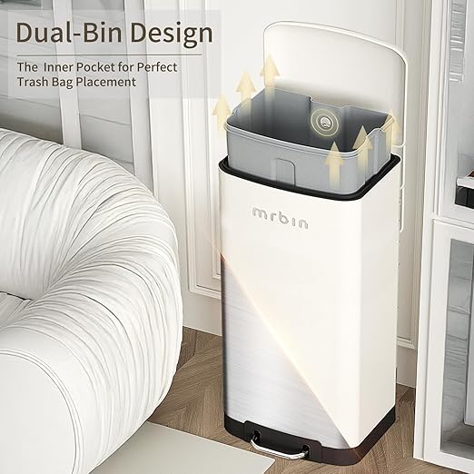 MRBIN Metal Kitchen Trash Can, Commercial Step Office Garbage Bin - Image 4