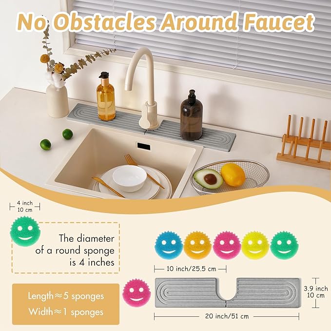 Stone Faucet Mat For Kitchen Sink, Super Absorbent, Sink Stone Quick Dry Around - Image 3