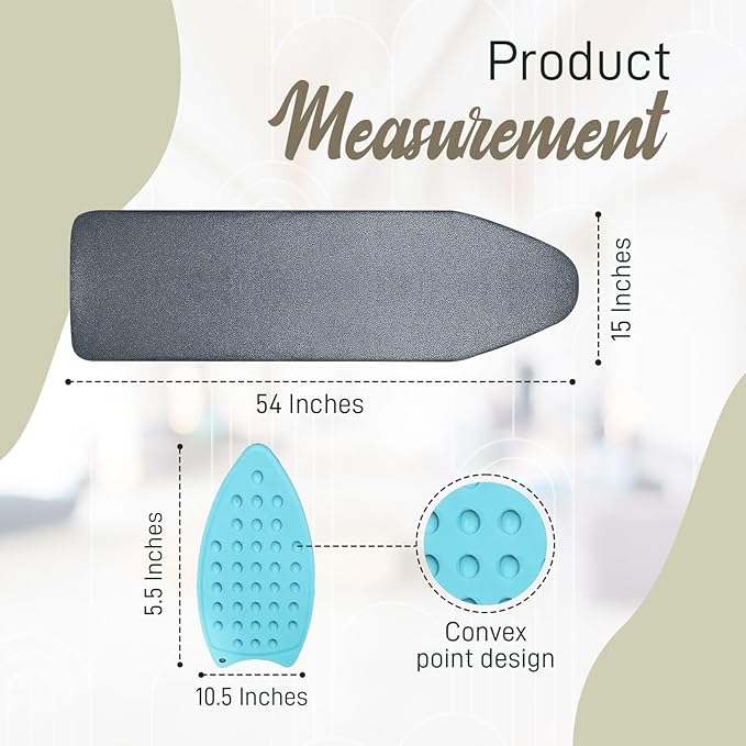 Full Size Ironing Board Cover and Pad 15x54 w/ Silicone Mat | Polyester Cotton - Image 6