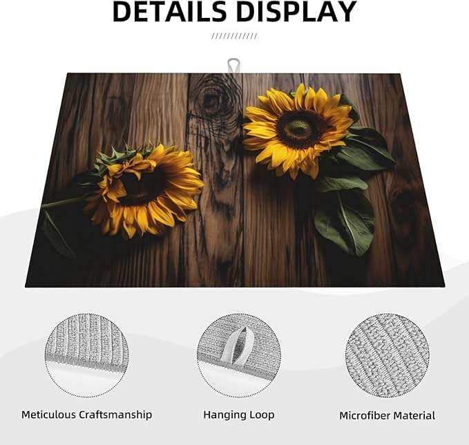 Sunflower Dish Drying Mat for Kitchen Counter Decor 18x24 Inch Floral Absorbent - Image 4