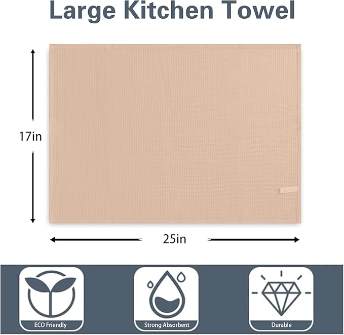 QUILTINA Dish Towels Set, 100% Cotton Waffle Weave Kitchen Towels 6 Pack - Image 3