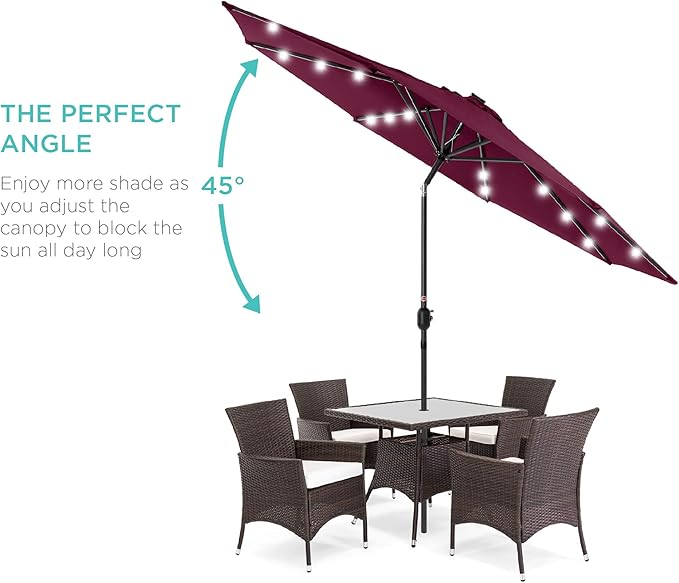 Best Choice Products 10ft Solar Polyester LED Lighted Patio Umbrella w/Tilt Adjustment and UV-Resistant Fabric - Image 2