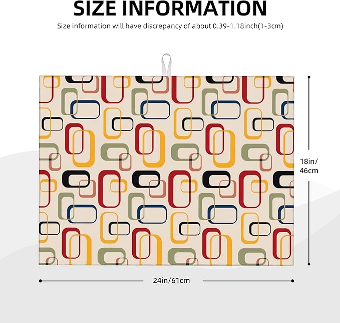 Mid Century Modern Retro Kitchen Drying Mat Vintage Decorative Microfiber Dish - Image 4