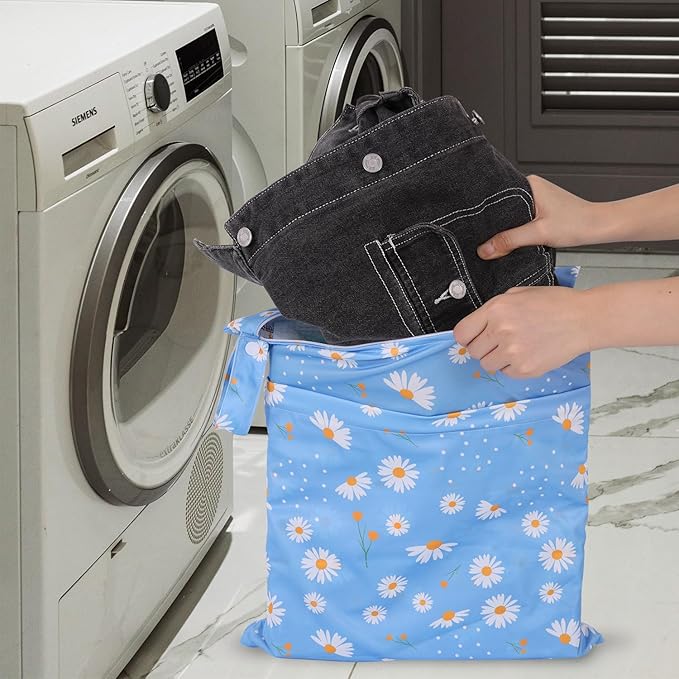 2pcs Travel Waterproof Laundry Bag, Cloth Diaper Wet Dry Bags - Image 6