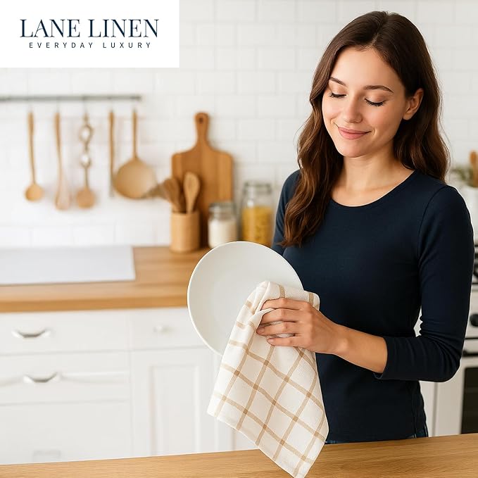 LANE LINEN Cotton Kitchen Towels and Dish Cloths Set, Quick-Drying Dish Towel - Image 8