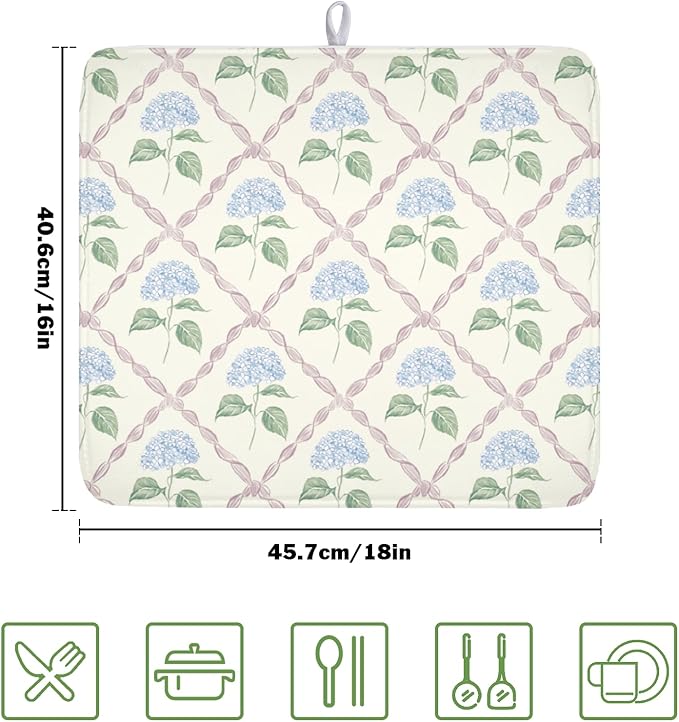Hydrangea Floral Dish Drying Mat - Image 2