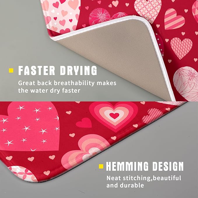 Valentine Day Love Heart Dish Drying Pad 16 x 18 Inch - Image 3