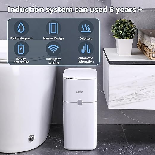 MOPUP Bathroom Trash Can, Automatic Bagging Garbage Can, 3.5 Gallon Slim Smart - Image 6