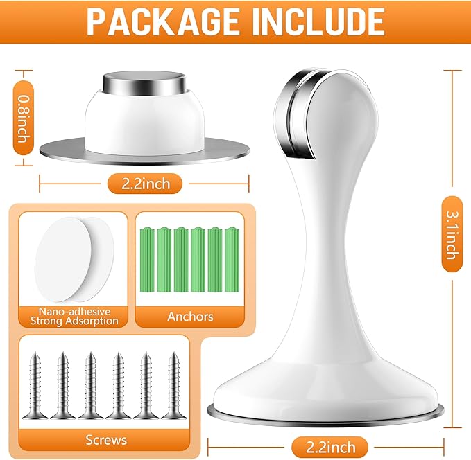 Magnetic Door Stoppers 4 Pack, Stainless Steel Magnetic Door Stop, Wall & Floor - Image 3