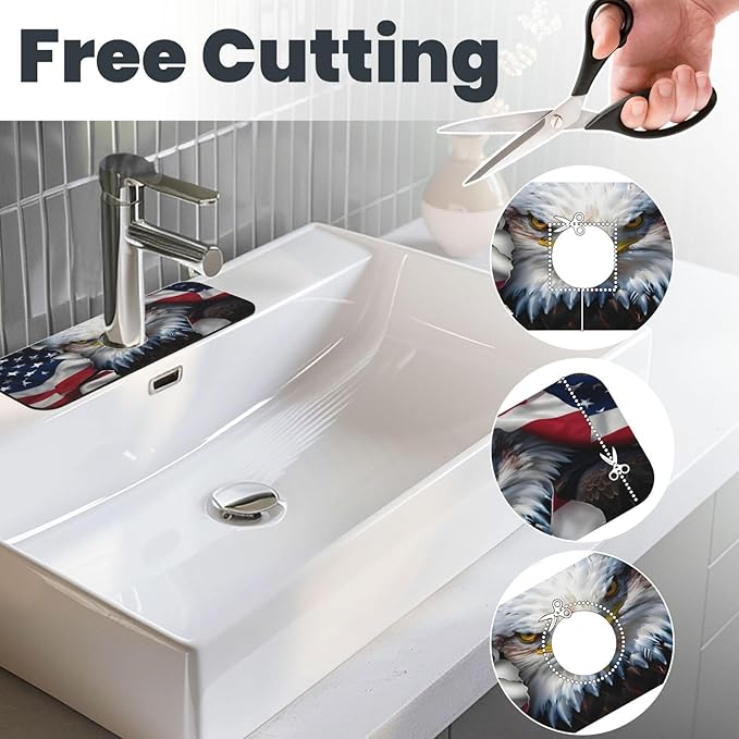 American Eagle Flag Kitchen sink faucet pad, strong water absorption, anti slip - Image 3