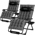 UDPATIO Oversized Zero Gravity Chair Set of 2, 33In XXL Patio Reclining Chair with Cushion, Outdoor Folding Recliner with Pillows|Cup Holder|Foot Rest|Padded Headrest, Dark Grey, Support 502LB by UDPATIO