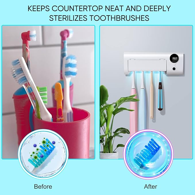 StarWin UV Toothbrush Cleaner, Timer Function, Rechargeable Tooth Brush Holder - Image 5