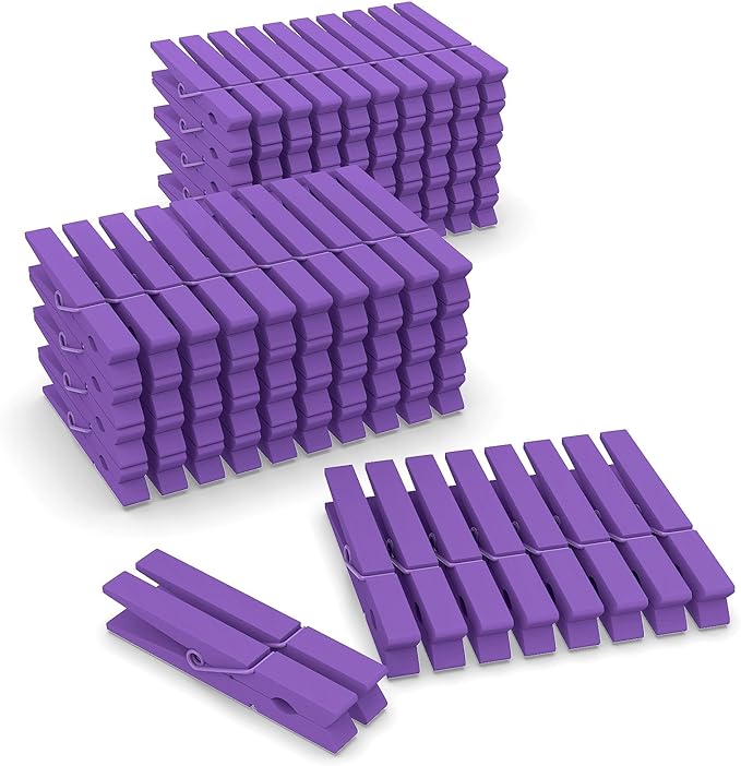 Colored Clothes Pins Wooden 100 Pack, Clothes Clips by FEFU