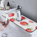 Faucet Draining Mat For Kitchen Sink, Watercolor Strawberries Diatom Mud - Image 8