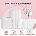 600 PCS Square Cotton Pads, Soft and Lint-Free, Includes 400 Ultra-Thin and 200 - Image 2