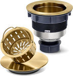 BOTEMY 3-1/2'' Kitchen Sink Drain Assembly Kit, Brass-Finish Sink Drain Strainer by BOTEMY