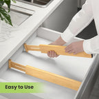 Drawer Divider, Adjustable Bamboo Kitchen Drawer Organizer, Spring Loaded - Image 5
