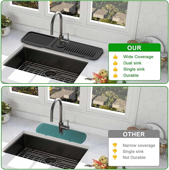 Sink Splash Guard, 5°Slope Silicone Draining Mat - Image 4