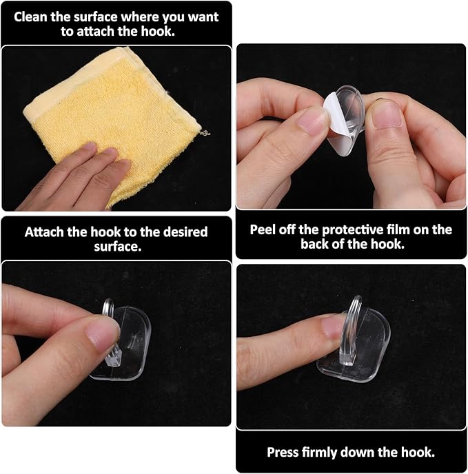 cobee 40 Pcs Clear Adhesive Wall Hooks - Image 3
