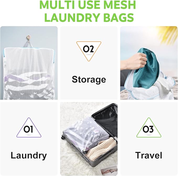 OTraki Large Mesh Laundry Bag 24x32 inch Hanging Lingerie Bag Mesh Laundry Bags - Image 7