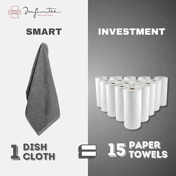 Infinitee Xclusives Premium Dish Cloth 100% Cotton 12 x 12 Inches |Pack of 4| - Image 6