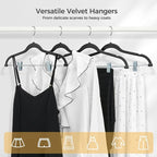 HOUSE DAY Velvet Hangers with Adjustable Clips 10 Pack, Non-Slip Suit Organizer - Image 3