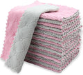 24PCS Kitchen Dishcloth, Microfiber Washcloth, Soft Cleaning Cloths, Coral by Neoweming-Lessismore