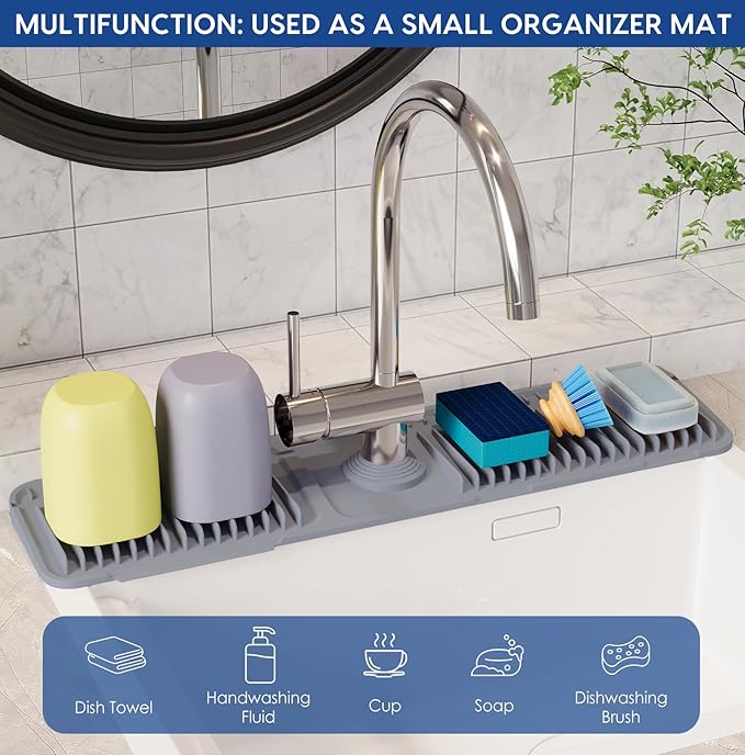 24 Inch Silicone Faucet Mat for Kitchen Sink Splash Guard - Image 7