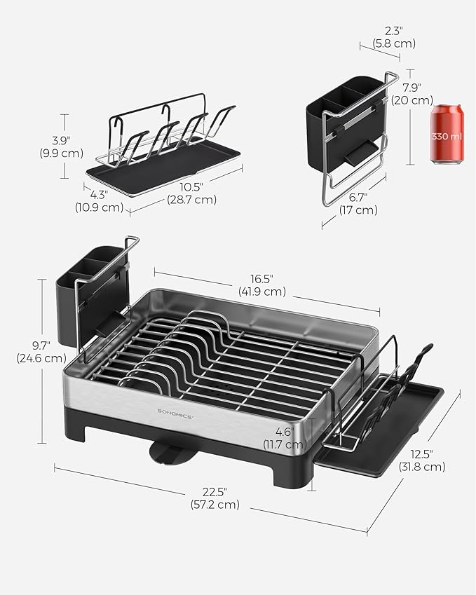 SONGMICS Dish Drying Rack, Premium Stainless Steel Dish Rack - Image 8