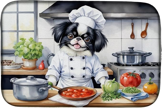 Caroline's Treasures DAC6271DDM Japanese Chin The Chef Dish Drying Mat by CarolinesTreasures