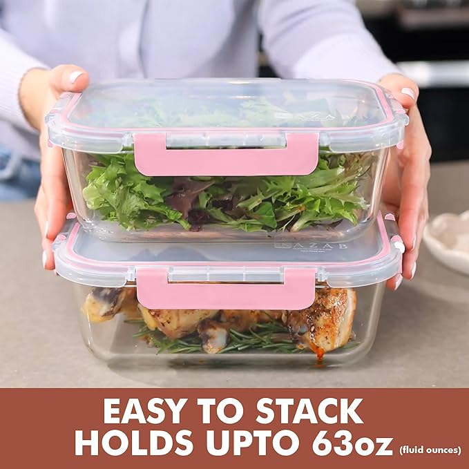 Razab 4 Pcs 1860ml / 63 Oz Large Glass Food Storage Containers - Image 2