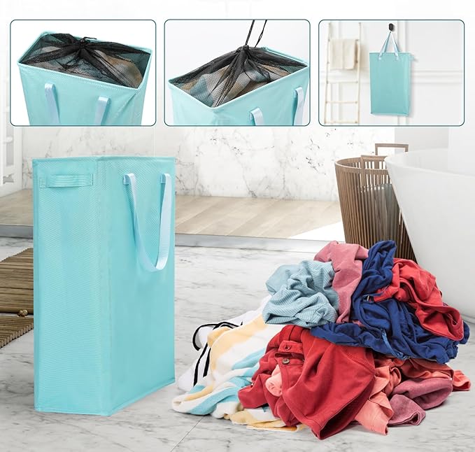 Odonata Slim Laundry Hamper Handles Collapsible Laundry Basket Thin Dirty - Image 7