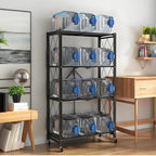 Kitchen Garage Metal Shelves, Storage Shelves Organizer, Foldable Metal Shelving, Closet Shelving Unit, 28" W x 14" D x 50" H Bakers Rack Microwave Stand, Plant Stand with Wheels (4-Tier Shelf) - Image 3