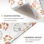 Fall Dish Drying Mat for Kitchen Counter Autumn White Pumpkins Maple Leaves - Image 3