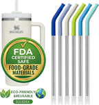 6 Pcs Metal Reusable Straws for 40 oz Tumbler, Stainless Steel Long Drinking - Image 9
