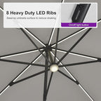 PURPLE LEAF 10 Feet Patio Umbrella with Base Outdoor Cantilever Solar Powered LED Swivel Square Umbrella Aluminum Offset Umbrella with 360-degree Rotation for Garden Deck Pool Patio White - Image 6