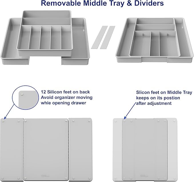 Simple Houseware Expandable Kitchen Drawer Flatware Organizer - Image 4