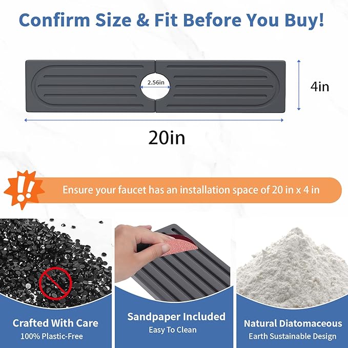 Kitchen Faucet Mat, Diatomite Sink Faucet Mat Splash Guard - Image 3