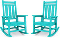 KINGYES Oversized Outdoor Rocking Chair Set of 2, All-Weather Patio Rocking Chairs for Porch, HDPE Outdoor Patio Rockers with High Back & Wide Seat for Garden, Lawn, Aruba by KINGYES
