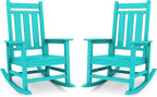 KINGYES Oversized Outdoor Rocking Chair Set of 2, All-Weather Patio Rocking Chairs for Porch, HDPE Outdoor Patio Rockers with High Back & Wide Seat for Garden, Lawn, Aruba by KINGYES